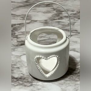 White Ceramic Heart Accent Decor